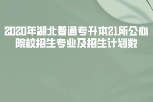 2020年湖北普通專升本21所公辦院校招生專業(yè)及招生計(jì)劃數(shù)