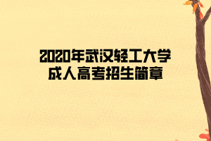 2020年武漢輕工大學(xué)成人高考招生簡(jiǎn)章