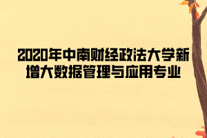 2020年中南財(cái)經(jīng)政法大學(xué)新增大數(shù)據(jù)管理與應(yīng)用專業(yè)