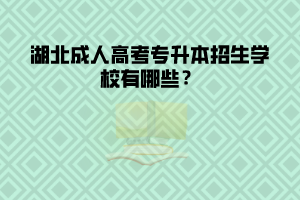 湖北成人高考專升本招生學(xué)校有哪些