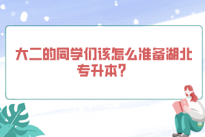 大二的同學(xué)們?cè)撛趺礈?zhǔn)備湖北專升本？