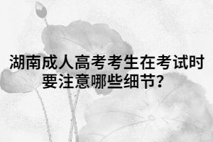 湖南成人高考考生在考試時要注意哪些細(xì)節(jié)？