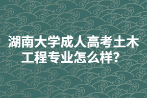 湖南大學(xué)成人高考土木工程專業(yè)怎么樣？