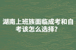 湖南上班族面臨成考和自考該怎么選擇？