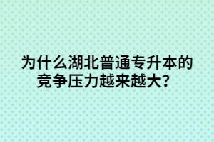 為什么湖北普通專升本的競爭壓力越來越大？