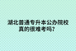 湖北普通專升本公辦院校真的很難考嗎？