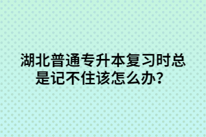 湖北普通專升本復習時總是記不住該怎么辦？