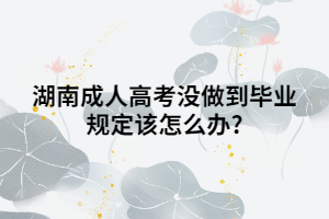 湖南成人高考沒做到畢業(yè)規(guī)定該怎么辦?