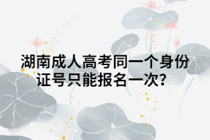 湖南成人高考同一個身份證號只能報名一次？