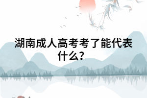 湖南成人高考考了能代表什么？