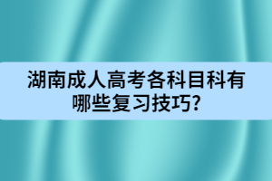 湖南成人高考各科目科有哪些復(fù)習(xí)技巧?