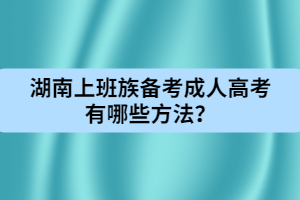 湖南上班族備考成人高考有哪些方法？