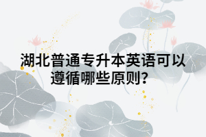 湖北普通專升本英語可以遵循哪些原則？