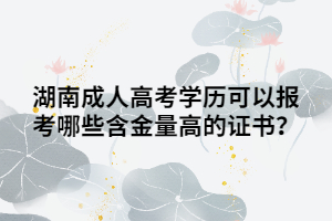 湖南成人高考學歷可以報考哪些含金量高的證書？