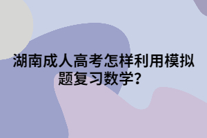 湖南成人高考怎樣利用模擬題復(fù)習(xí)數(shù)學(xué)？