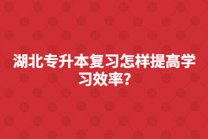 湖北專升本復(fù)習(xí)怎樣提高學(xué)習(xí)效率?