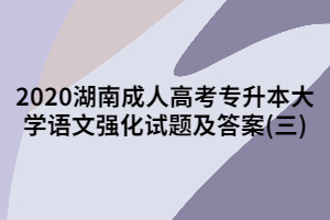 2020年湖南成人高考專升本大學(xué)語(yǔ)文強(qiáng)化試題及答案(三)