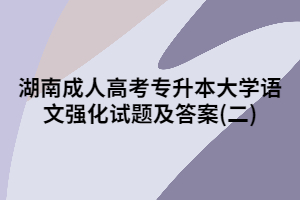 2020年湖南成人高考專升本大學語文強化試題及答案(二)