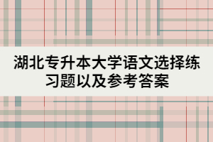 湖北專(zhuān)升本大學(xué)語(yǔ)文選擇練習(xí)題以及參考答案