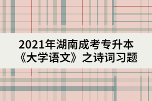 2021年湖南成考專(zhuān)升本《大學(xué)語(yǔ)文》之詩(shī)詞習(xí)題一