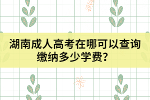 湖南成人高考在哪可以查詢繳納多少學(xué)費(fèi)？