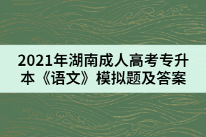 2021年湖南成人高考專升本《語文》模擬題及答案（一）