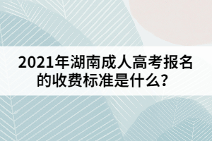 20201年湖南成人高考報(bào)名的收費(fèi)標(biāo)準(zhǔn)是什么？