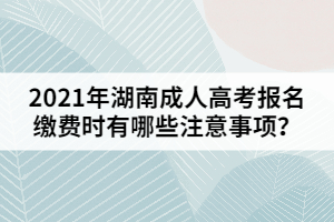 2021年湖南成人高考報(bào)名繳費(fèi)時(shí)有哪些注意事項(xiàng)？