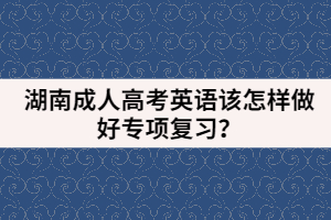 湖南成人高考英語該怎樣做好專項(xiàng)復(fù)習(xí)？