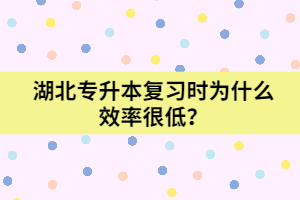 湖北專升本復(fù)習(xí)時(shí)為什么效率很低？