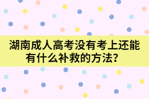 湖南成人高考沒(méi)有考上還能有什么補(bǔ)救的方法？