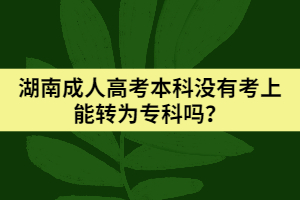 湖南成人高考本科沒(méi)有考上能轉(zhuǎn)為?？茊?？