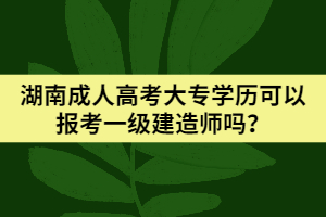 湖南成人高考大專學(xué)歷可以報(bào)考一級(jí)建造師嗎？