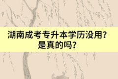 湖南成考專升本學(xué)歷沒用？是真的嗎？