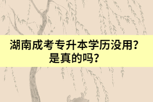 湖南成考專升本學(xué)歷沒用？是真的嗎？