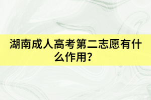 湖南成人高考第二志愿有什么作用？