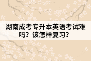 湖南成考專升本英語(yǔ)考試難嗎？該怎樣復(fù)習(xí)？