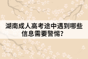 湖南成人高考途中遇到哪些信息需要警惕？