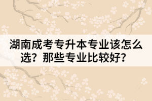 湖南成考專(zhuān)升本專(zhuān)業(yè)該怎么選？那些專(zhuān)業(yè)比較好？