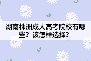 湖南株洲成人高考院校有哪些？該怎樣選擇？