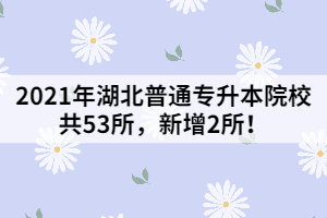 2021年湖北普通專升本院校共53所，新增2所！