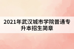 2021年武漢城市學院普通專升本招生簡章