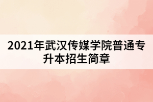 2021年武漢傳媒學(xué)院普通專升本招生簡章