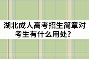 2021年湖北成人高考招生簡(jiǎn)章對(duì)考生有什么用處？