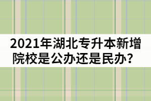 2021年湖北專升本新增院校是那兩所？是公辦還是民辦？