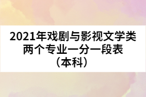 2021年戲劇與影視文學類兩個專業(yè)一分一段表（本科） 