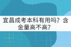 宜昌成考本科有用嗎？含金量高不高？