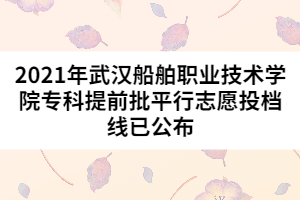 2021年武漢船舶職業(yè)技術(shù)學(xué)院?？铺崆芭叫兄驹竿稒n線已公布