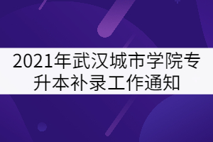 2021年武漢城市學(xué)院專升本補錄工作通知