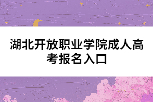 湖北開放職業(yè)學(xué)院成人高考報名入口